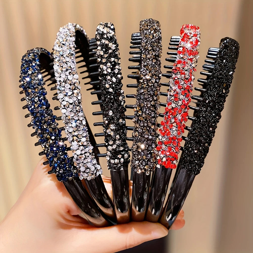 6pcs Lemon Loveo Sparkling Rhinestone Hairbands - Non-Slip, Teeth Grip Headbands for Girls - Perfect Fashion Accessory & Gift
