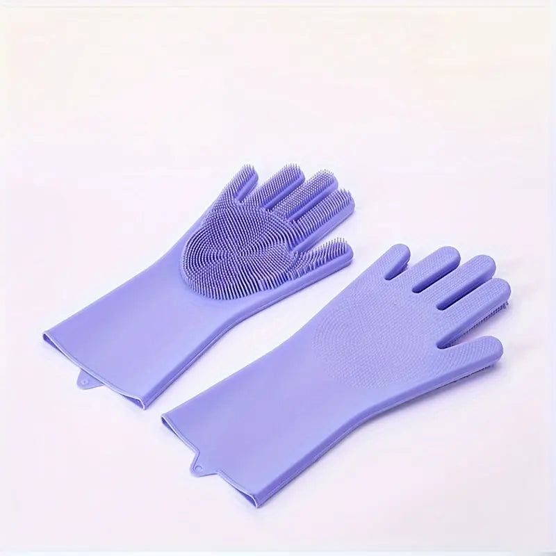 Silicone Dog Grooming Gloves - Gentle Deshedding & Bathing Mitts for Pets, Five-Finger Design