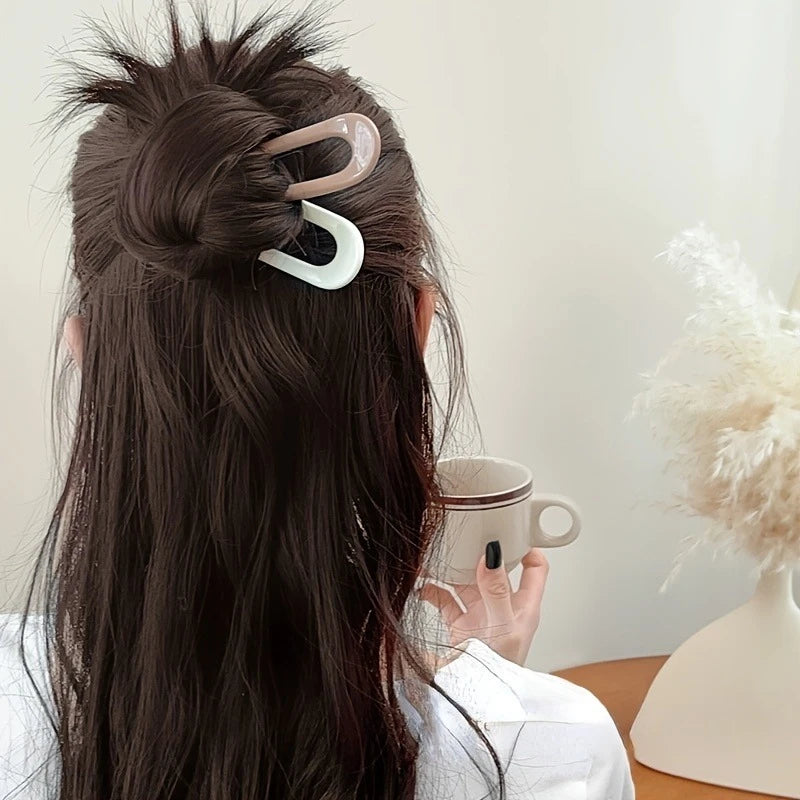 5pcs Solid Color U Shaped Hair Pins Elegant Hair Dish Hair Bun Maker For Women And Daily Use Wear
