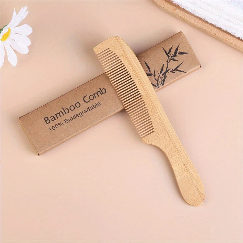 2pcs Portable Makeup Comb Household Comb Hotel Disposable Comb Hotel Supplies Wooden Comb Original Bamboo Bamboo Comb