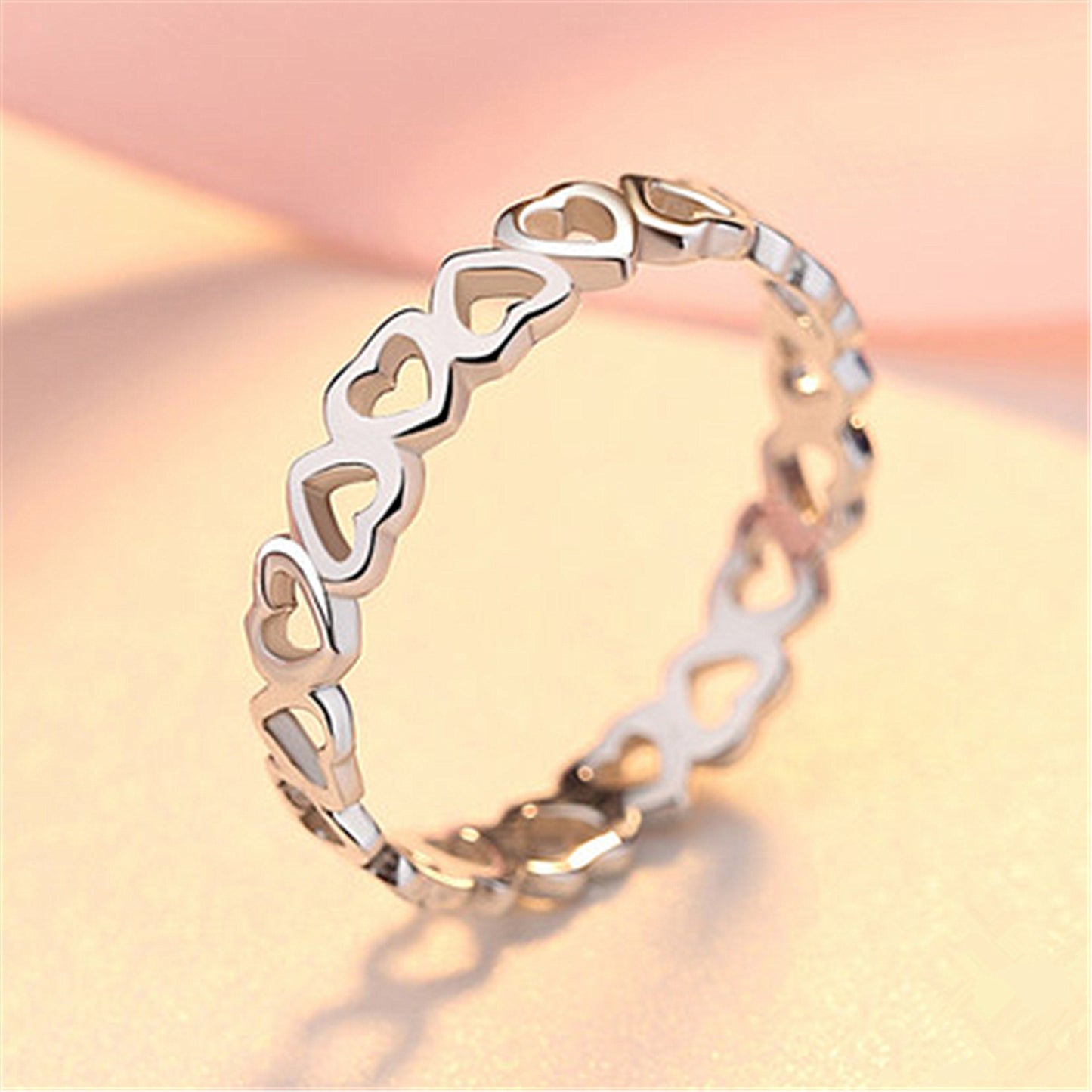 Temperament Silver Ring Heart To Heart Pure Ring