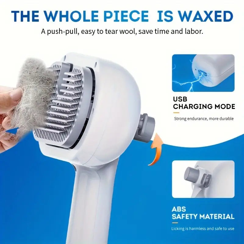 USB Rechargeable Pet Grooming Steam Brush for Cats & Dogs - Effortless Shedding Hair Removal, Detachable Water Tank & Stainless Steel Needle Teeth, Gentle Massage Brush with Static Reduction & Flying Hair Removal, Durable Plastic & Stainless Steel Design