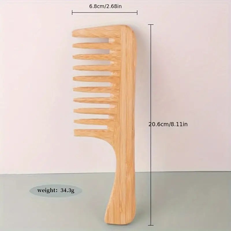1pc Wide-Toothed Bamboo & Wooden Hair Comb for Detangling And Styling Hair Brush