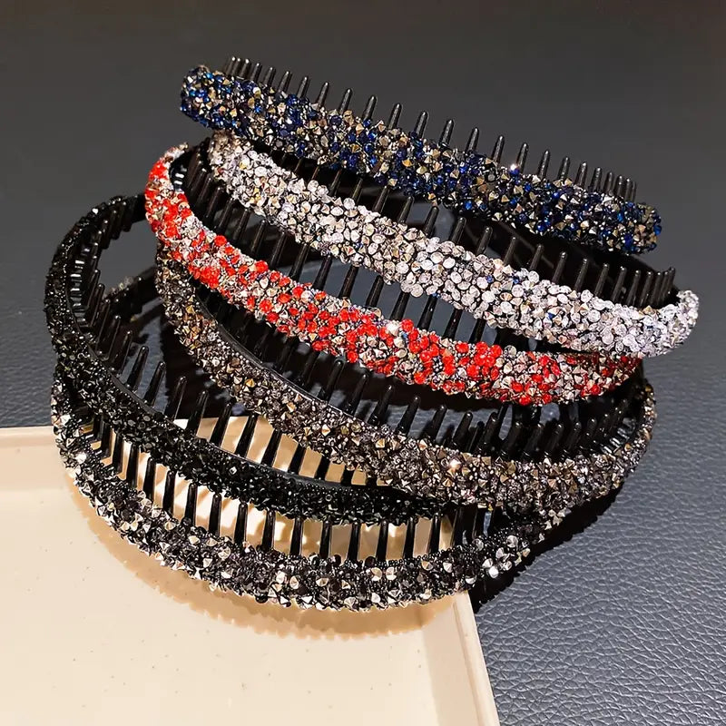 6pcs Lemon Loveo Sparkling Rhinestone Hairbands - Non-Slip, Teeth Grip Headbands for Girls - Perfect Fashion Accessory & Gift