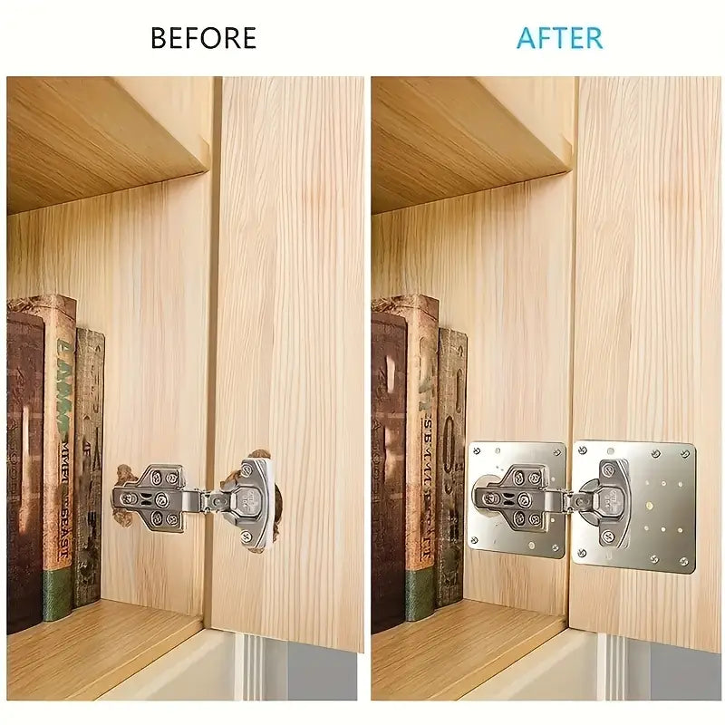 5Pcs Heavy-Duty Metal Cabinet Door Hinge Repair Kit - Easy Install, Fit for Kitchen & Wardrobe Doors, Durable Brushed Finish Mounting Plates with Pre-Drilled Holes, Hinges for Cabinets