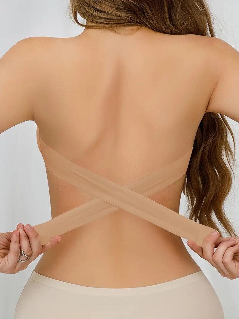 Sexy Wireless Bandeau Bralette with Removable Padding, Cross Strap Detail, 75% Nylon 25% Elastane, Solid Color Stretch Fabric for Adults