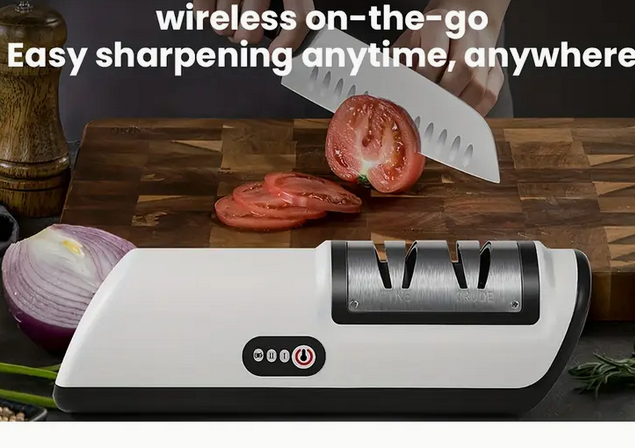 USB Rechargeable Electric Knife Sharpener - 2-Stage, Adjustable Speeds for Chef & Kitchen Knives, Fits Ceramic & Steel Blades (Copy)