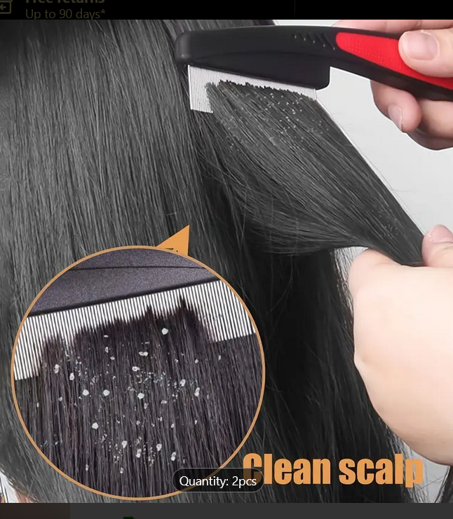 2 Dandruff Combs, Stainless Steel Fine-Tooth Comb, Scalp Psoriasis Comb, Dandruff Comb, Scalp Cleaning And Detoxification Comb, Lice Comb, Scalp Massage Comb, Multifunctional Comb for Men And Women