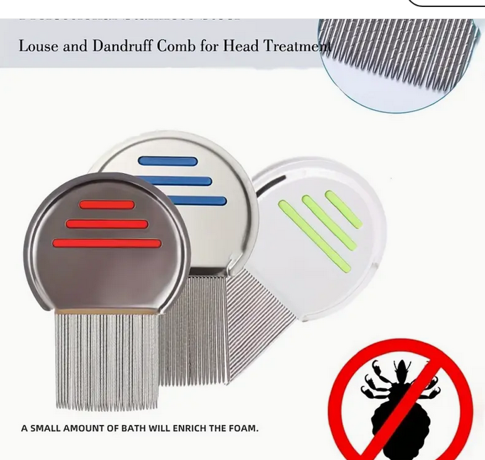 4pcs Lice and Dandruff Removal Comb Set, Stainless Steel Fine Tooth Combs with ABS Plastic Handles, Acrylic Scalp Massage and Hair Care Brushes for Normal Hair Type