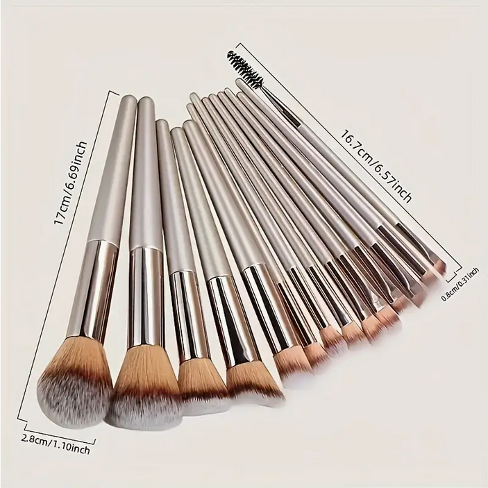 Deluxe 18pcs Champagne Makeup Brush Set With Perfectly Soft Premium Pink-toned Makeup Tools Made With Premium Fibers For A Flawless Look Including Eyeshadow, Foundation, Blush, Nose Shadow, - Perfect For Beginners And Professional Makeup Artists
