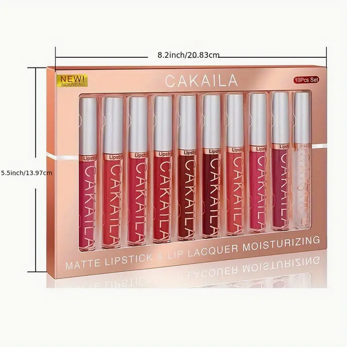 10pcs Waterproof Matte Lip Gloss Set Long-lasting Non-stick Lip Makeup Tools Daily Stage Makeup Lip Gloss Lipstick Girls Holiday Gift Valentines Day Gifts