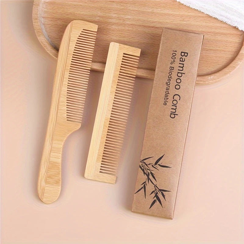 2pcs Portable Makeup Comb Household Comb Hotel Disposable Comb Hotel Supplies Wooden Comb Original Bamboo Bamboo Comb