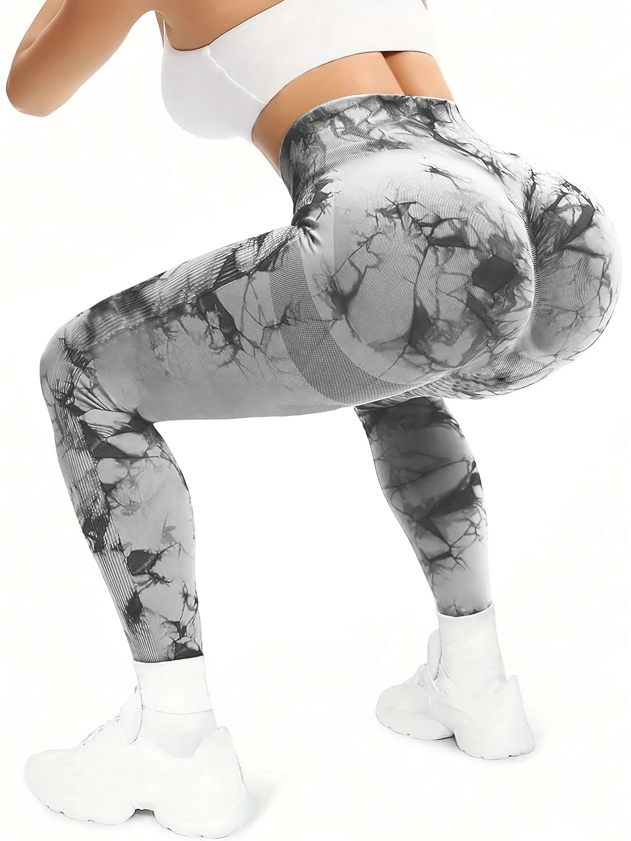 XS Seamless Women's Sports Yoga Pants, High Elasticity, Comfortable Athletic Wear, Tie-Dye Pattern