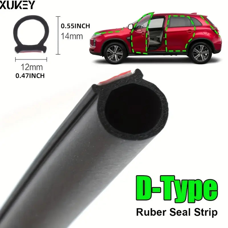 XUKEY 2pcs 4Meter Universal Auto Door Seal Strip D-Shape Rubber Self-Adhesive Weather Stripping For Car, Truck Truck Cap, Pickups Door Window Soundproof Noise Insulation Sealing, Seal Dustproof