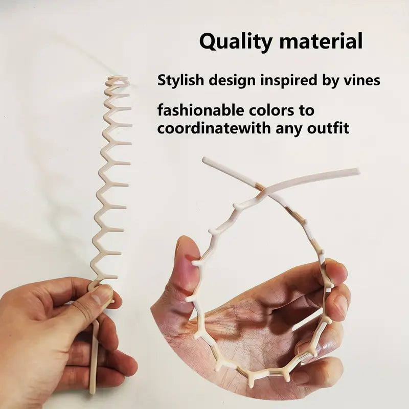 6-Pack Zigzag Wavy Plastic Hair Headbands, Non-Slip Long Teeth Unisex Hairbands, Elegant and Simple Style, Neutral Colors for Men and Women
