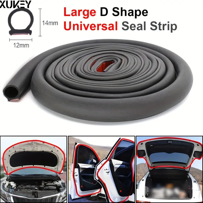 XUKEY 2pcs 4Meter Universal Auto Door Seal Strip D-Shape Rubber Self-Adhesive Weather Stripping For Car, Truck Truck Cap, Pickups Door Window Soundproof Noise Insulation Sealing, Seal Dustproof