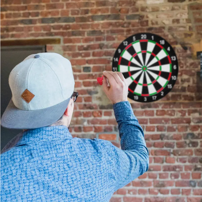 Dart Board 17" Double Sided Game For Adults Kids Dartboard With 6 Darts Set New