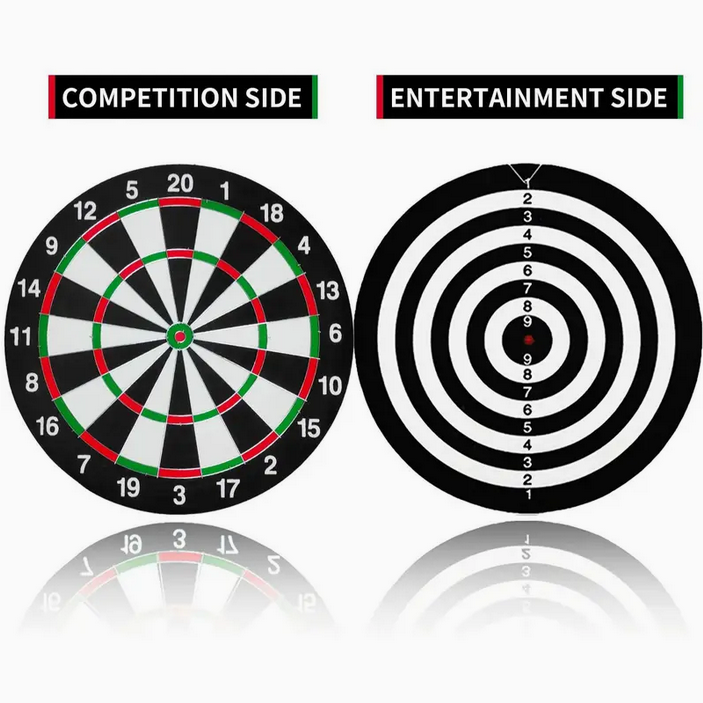 Dart Board 17" Double Sided Game For Adults Kids Dartboard With 6 Darts Set New