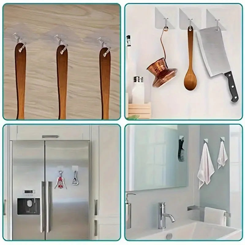 10pcs Traceless Punch-free Wall Hook, Mounted Plastic Hook Rack for Keys, Hats, Towels, Self-Adhesive Household Hook for Sundries, Essential Storage Organization for Bathroom, Bedroom, Office, Kitchen