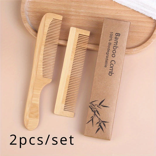 2pcs Portable Makeup Comb Household Comb Hotel Disposable Comb Hotel Supplies Wooden Comb Original Bamboo Bamboo Comb