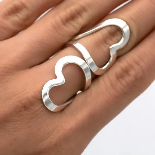 Simple Opening Heart Ring Vintage Unisex Promise Band For Couples Trendy Fashion Accessory For Daily Party