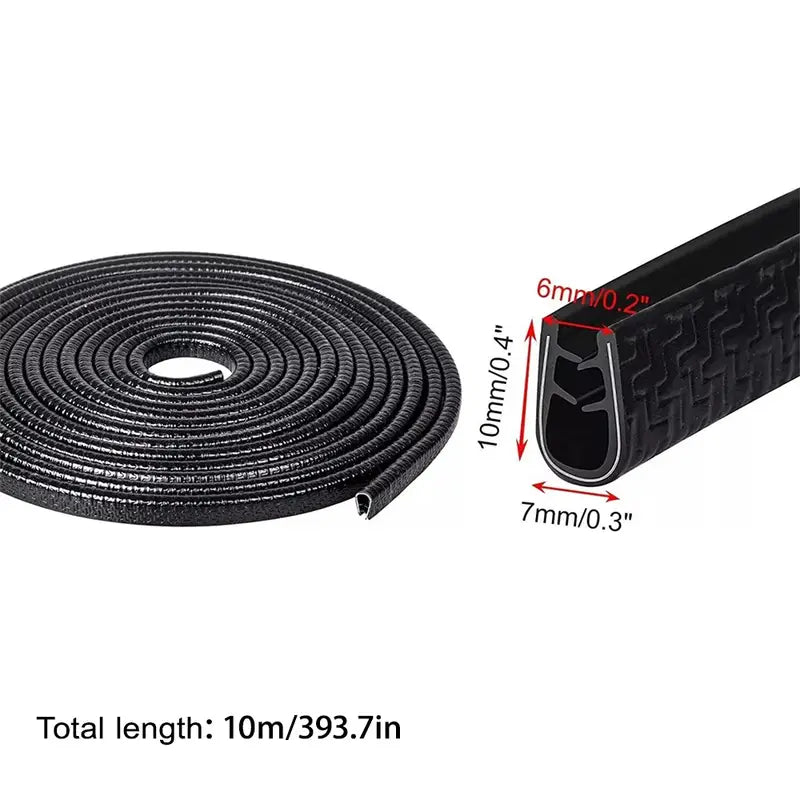 10m Car Door Edge Protector, Rubber Car Door Protector Glueless Auto Accessories Rubber U-Shaped Car Trim Door Protector Seal for Cars, Trucks, SUVs, ATVs, Boats (10m/32.8ft, Black)