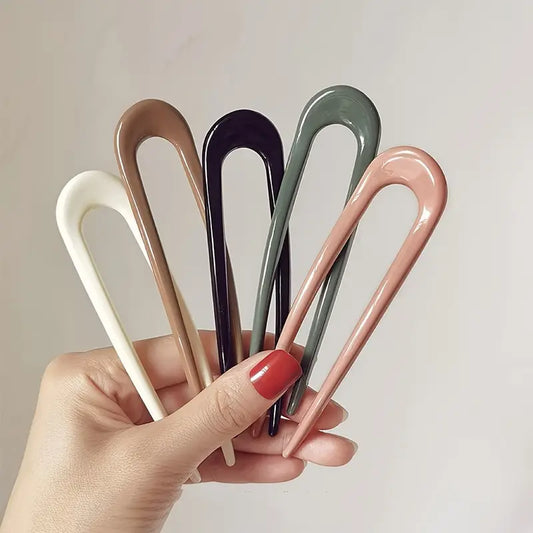 5pcs Solid Color U Shaped Hair Pins Elegant Hair Dish Hair Bun Maker For Women And Daily Use Wear