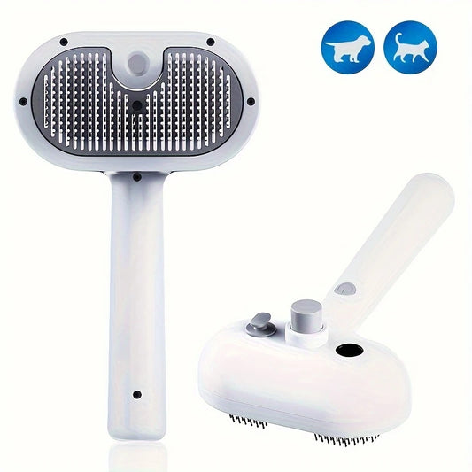USB Rechargeable Pet Grooming Steam Brush for Cats & Dogs - Effortless Shedding Hair Removal, Detachable Water Tank & Stainless Steel Needle Teeth, Gentle Massage Brush with Static Reduction & Flying Hair Removal, Durable Plastic & Stainless Steel Design