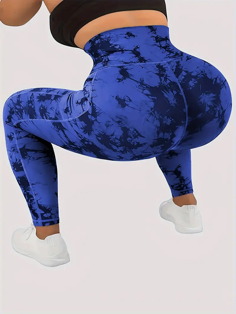 Durable| High-Waist Seamless Yoga Leggings for Women - Stretchy, Tie-Dye, Hip-Lifting Workout Pants, Machine Washable, Sporty Style