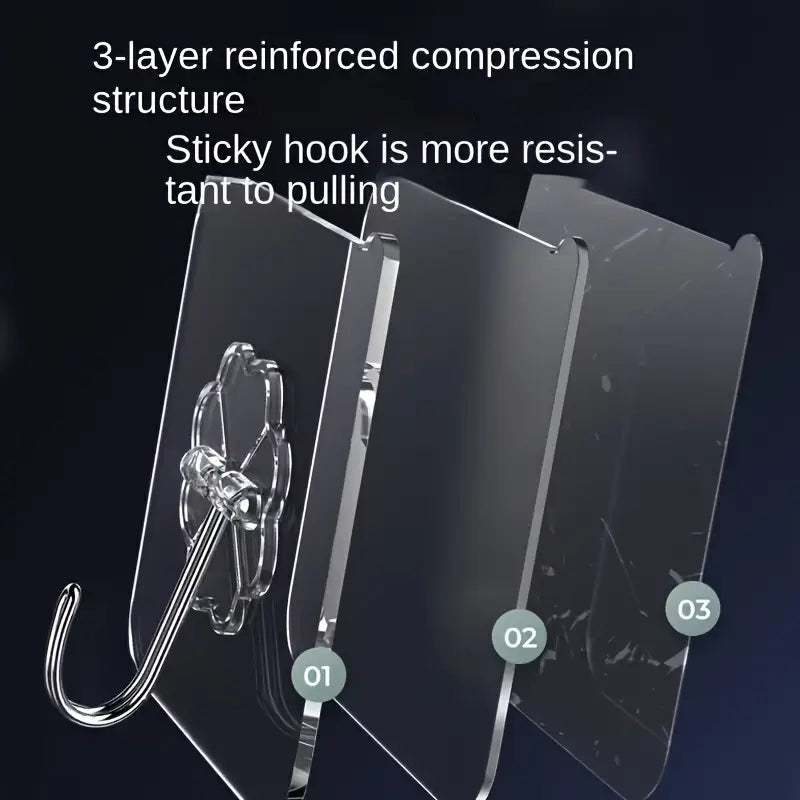 10pcs Traceless Punch-free Wall Hook, Mounted Plastic Hook Rack for Keys, Hats, Towels, Self-Adhesive Household Hook for Sundries, Essential Storage Organization for Bathroom, Bedroom, Office, Kitchen