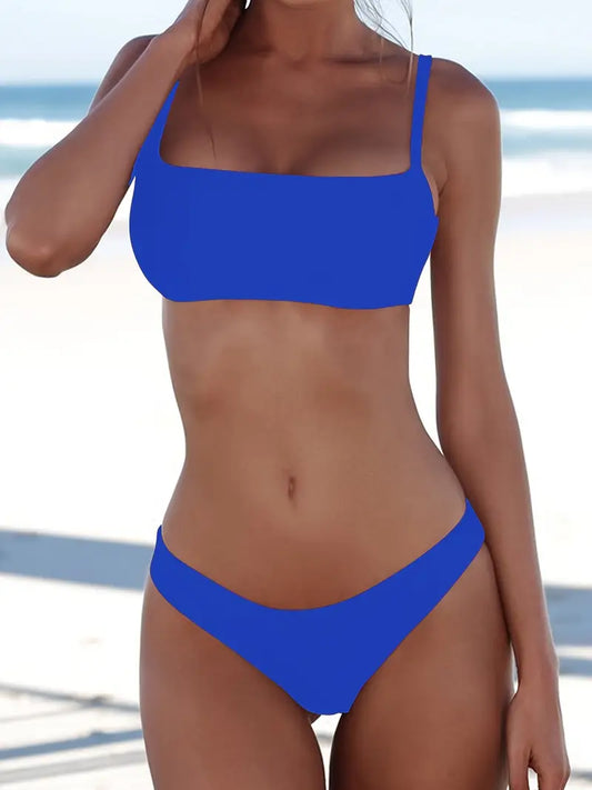 High Stretch Cherry Print Bikini Set for Women - Non-Transparent Polyester & Elastane Blend, Perfect for Swimming
