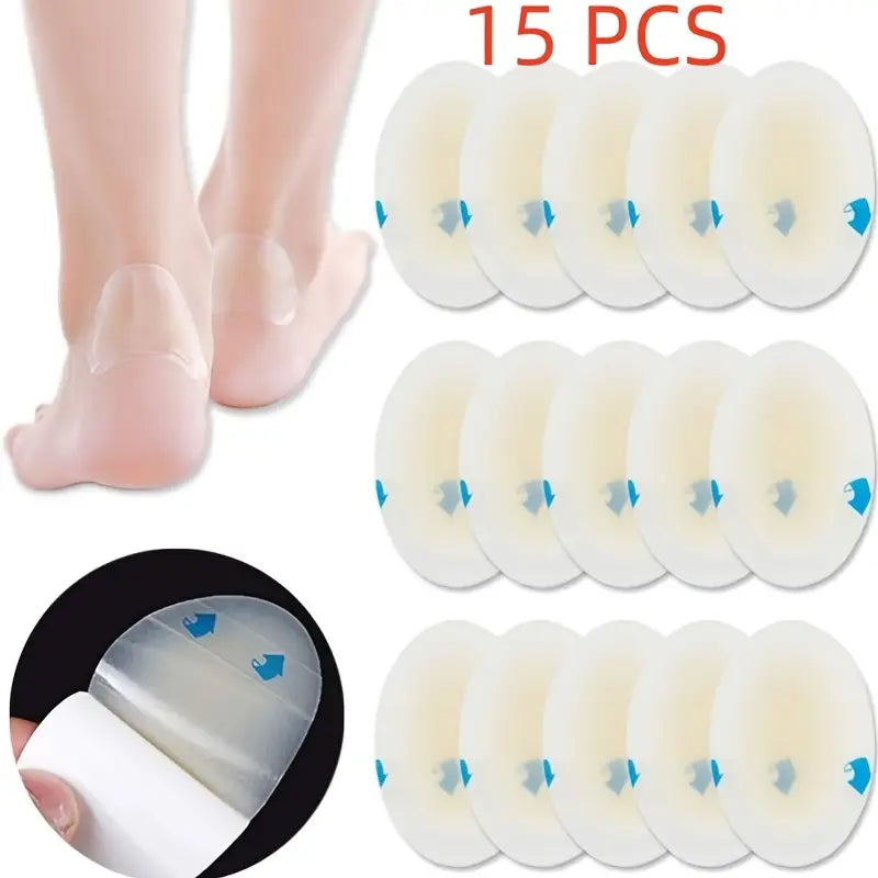 15pcs Ultra-Thin Hydrocolloid Blister Bandages - Waterproof Gel Cushions for Finger, Toe & Heel Relief, Prevention & Recovery