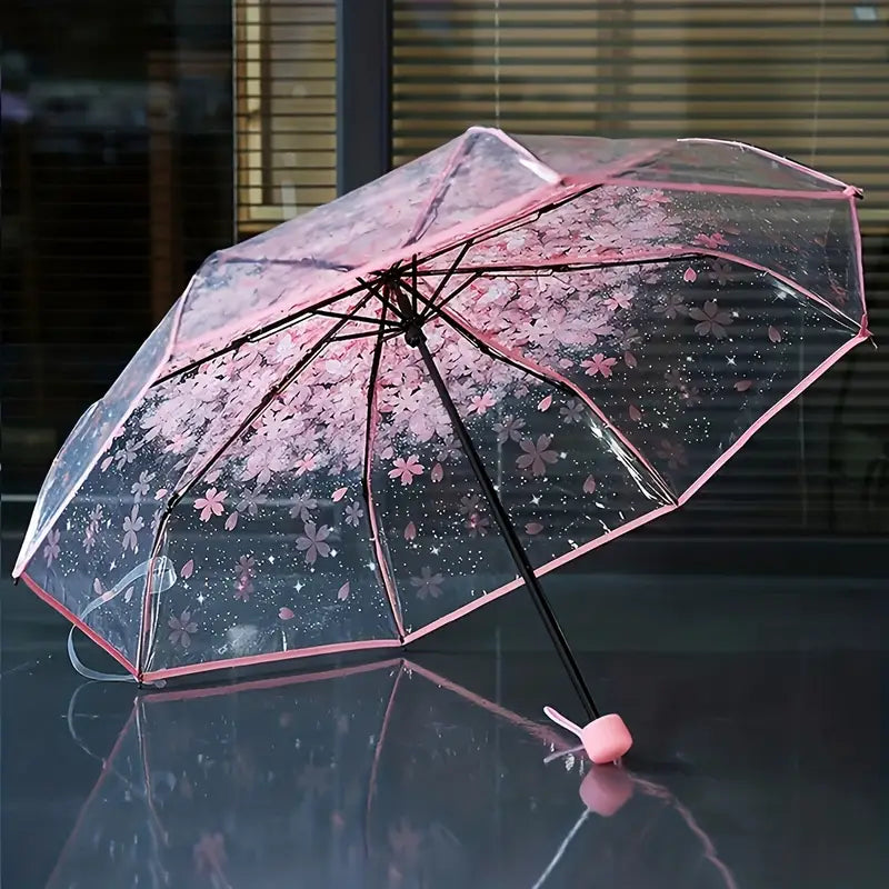 1pc Foldable Manual Umbrella, Cute Clear Outdoor Umbrella