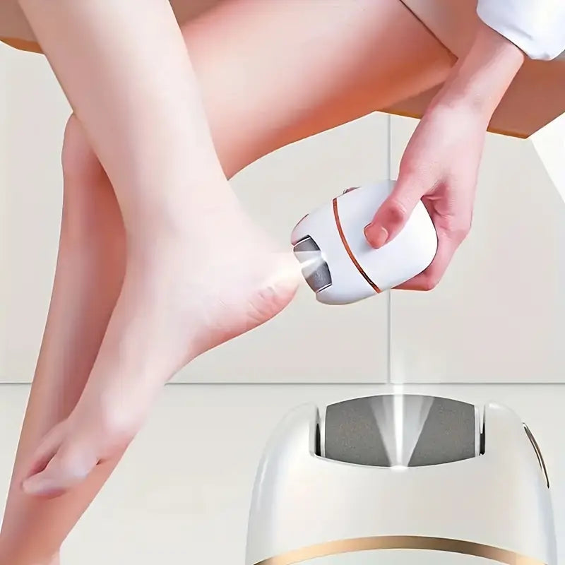 [Rechargeable Callus Remover] Electric Foot Grinder - Rechargeable Callus Remover for Smooth Feet - Home or Travel Use with 3 spare grinding heads