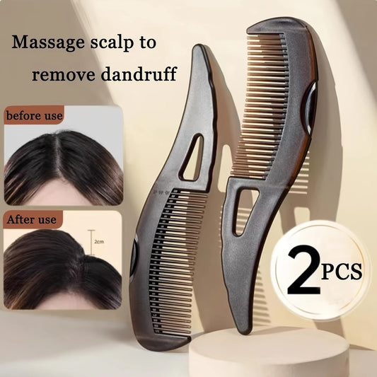 2-Pack Scalp Massaging Hair Combs for Oily Hair, Dandruff Removal, ABS Plastic Finishing Combs with Easy Clean Bristles, Anti-Static Detangling and Styling Comb Set