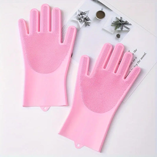 Silicone Dog Grooming Gloves - Gentle Deshedding & Bathing Mitts for Pets, Five-Finger Design