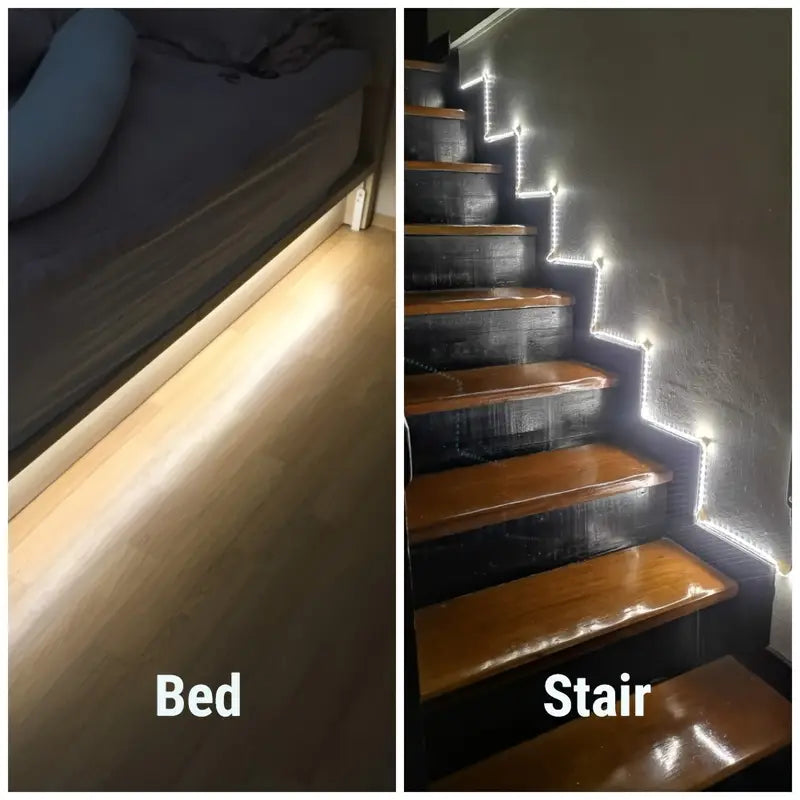 Motion Sensing Warm White/cold White LED Light Strips, Intelligent Human Body Sensing Light Strips, Easy To Use Induction Switches, Suitable For Bedrooms, Stairs, Foyers, Wardrobes, Cabinets, And Study Rooms (without Batteries)