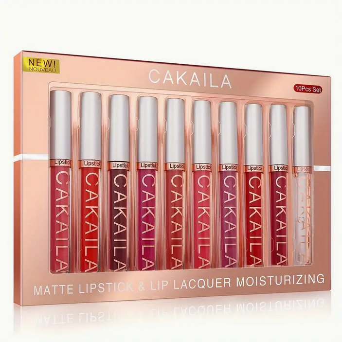 10pcs Waterproof Matte Lip Gloss Set Long-lasting Non-stick Lip Makeup Tools Daily Stage Makeup Lip Gloss Lipstick Girls Holiday Gift Valentines Day Gifts