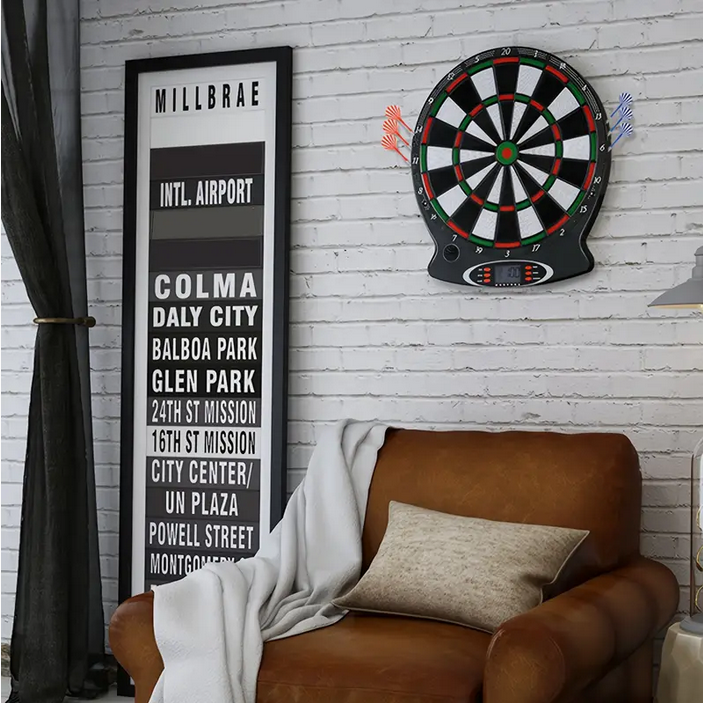 Upgraded Electronic Dart Board, Auto-Scoring Compact Digital Soft Tip Dart Boards Automatic Scoring Dart Plate With LCD Display 6pcs Darts, 31.5 * 43cm/ 12.4 * 16.9inch, Made Of High-grade Material, Which Is Durable Brand: GREENSEN