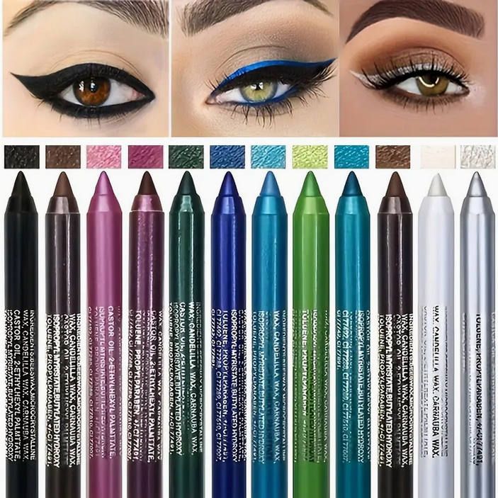 12 Eyeliner Pens With Pencil Sharpener Set 2 In 1 Color Makeup Eyeliner Pen Eye Shadow Waterproof And Sweat Resistant Durable Valentines Day Gifts