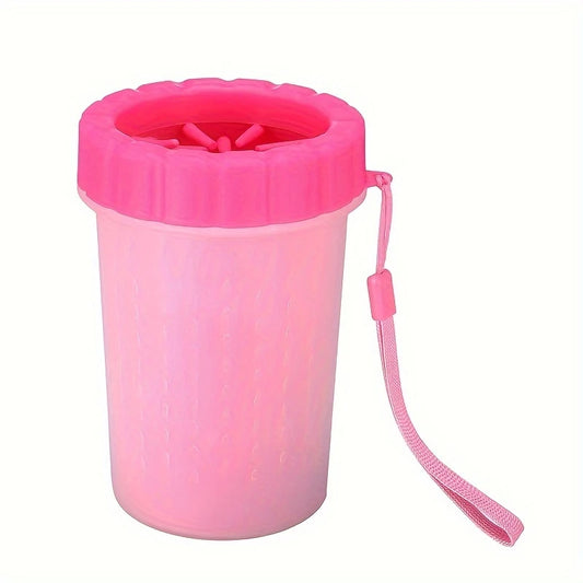 1pc Pink Color Silicone Dog Paw Cleaner - Easy-Clean Pet Foot Washer for Small to Large Breeds, Ideal for Muddy Paws