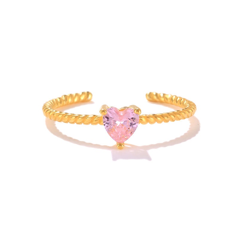 Geometric Heart-to-heart Diamond Ring