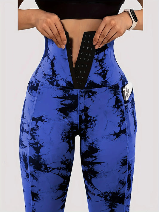 Durable| High-Waist Seamless Yoga Leggings for Women - Stretchy, Tie-Dye, Hip-Lifting Workout Pants, Machine Washable, Sporty Style
