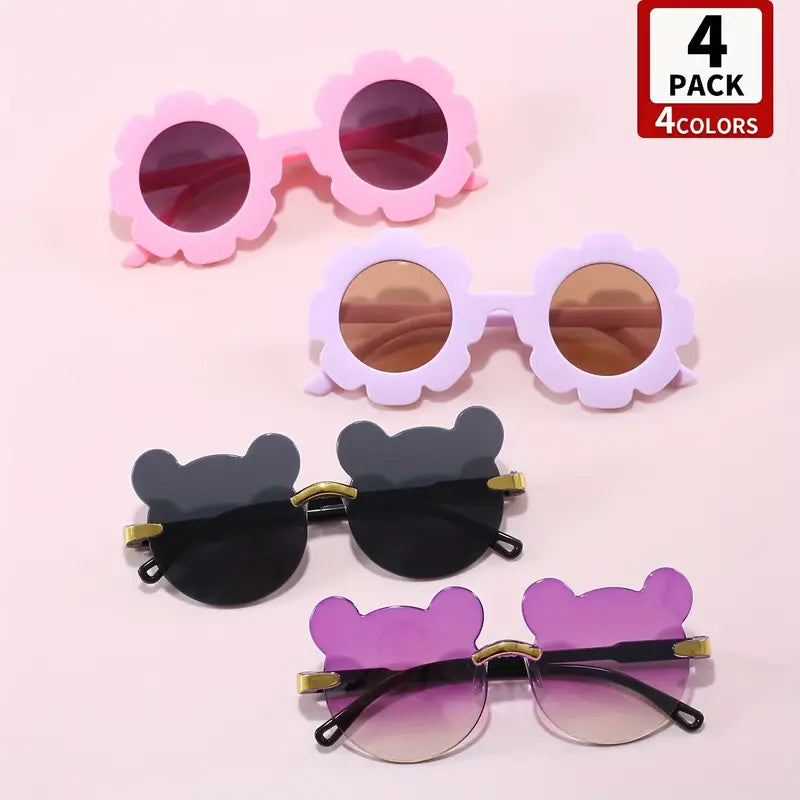 4pcs Charming Girl Flower Fashion Glasses, Glasses for Girls