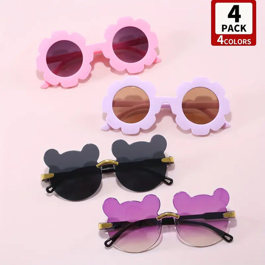 4pcs Charming Girl Flower Fashion Glasses, Glasses for Girls