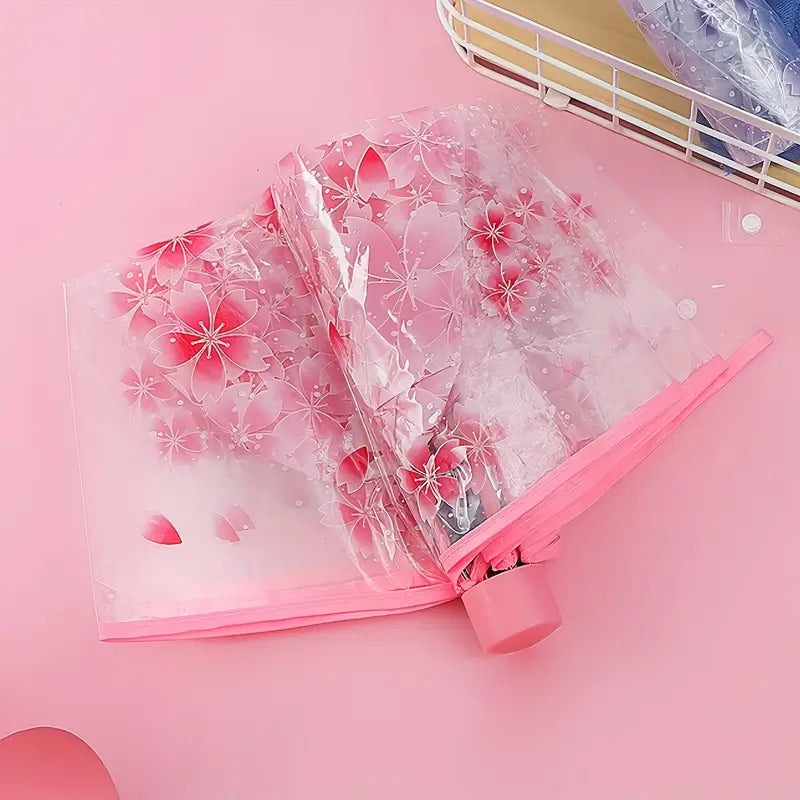 1pc Foldable Manual Umbrella, Cute Clear Outdoor Umbrella