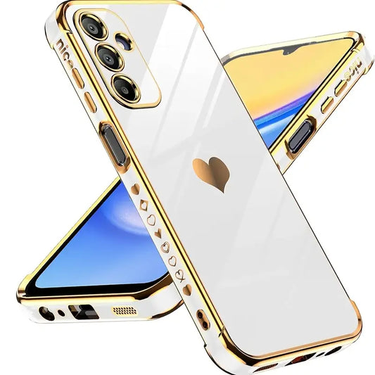Luxury Plating Case for Samsung Galaxy S25  Love Heart Side Pattern Cover