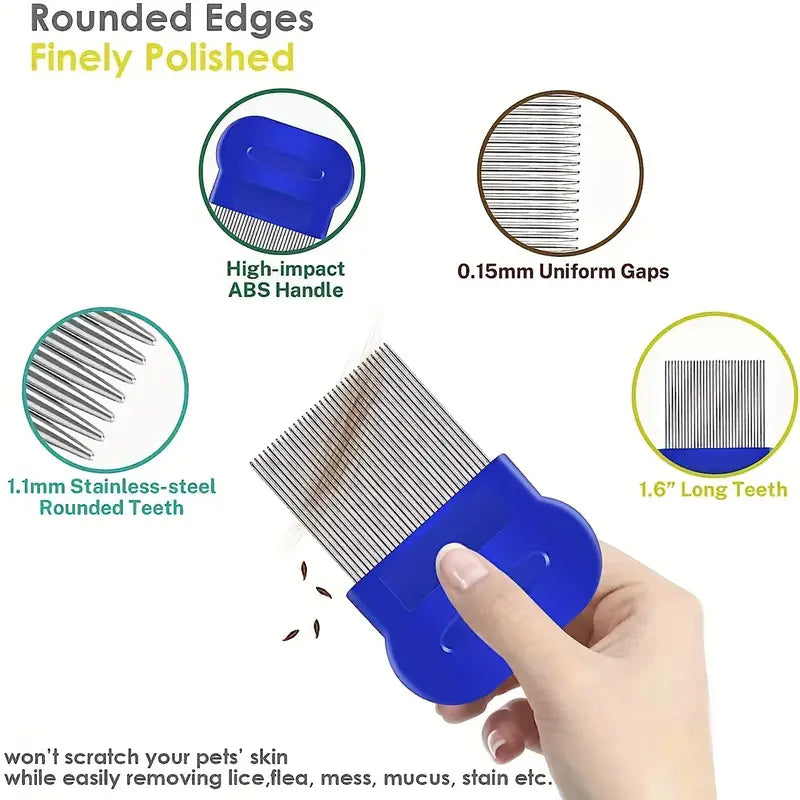 4pcs Lice and Dandruff Removal Comb Set, Stainless Steel Fine Tooth Combs with ABS Plastic Handles, Acrylic Scalp Massage and Hair Care Brushes for Normal Hair Type