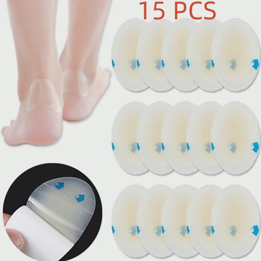 15pcs Ultra-Thin Hydrocolloid Blister Bandages - Waterproof Gel Cushions for Finger, Toe & Heel Relief, Prevention & Recovery