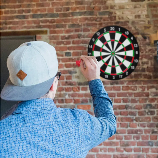 Dart Board 17" Double Sided Game For Adults Kids Dartboard With 6 Darts Set New